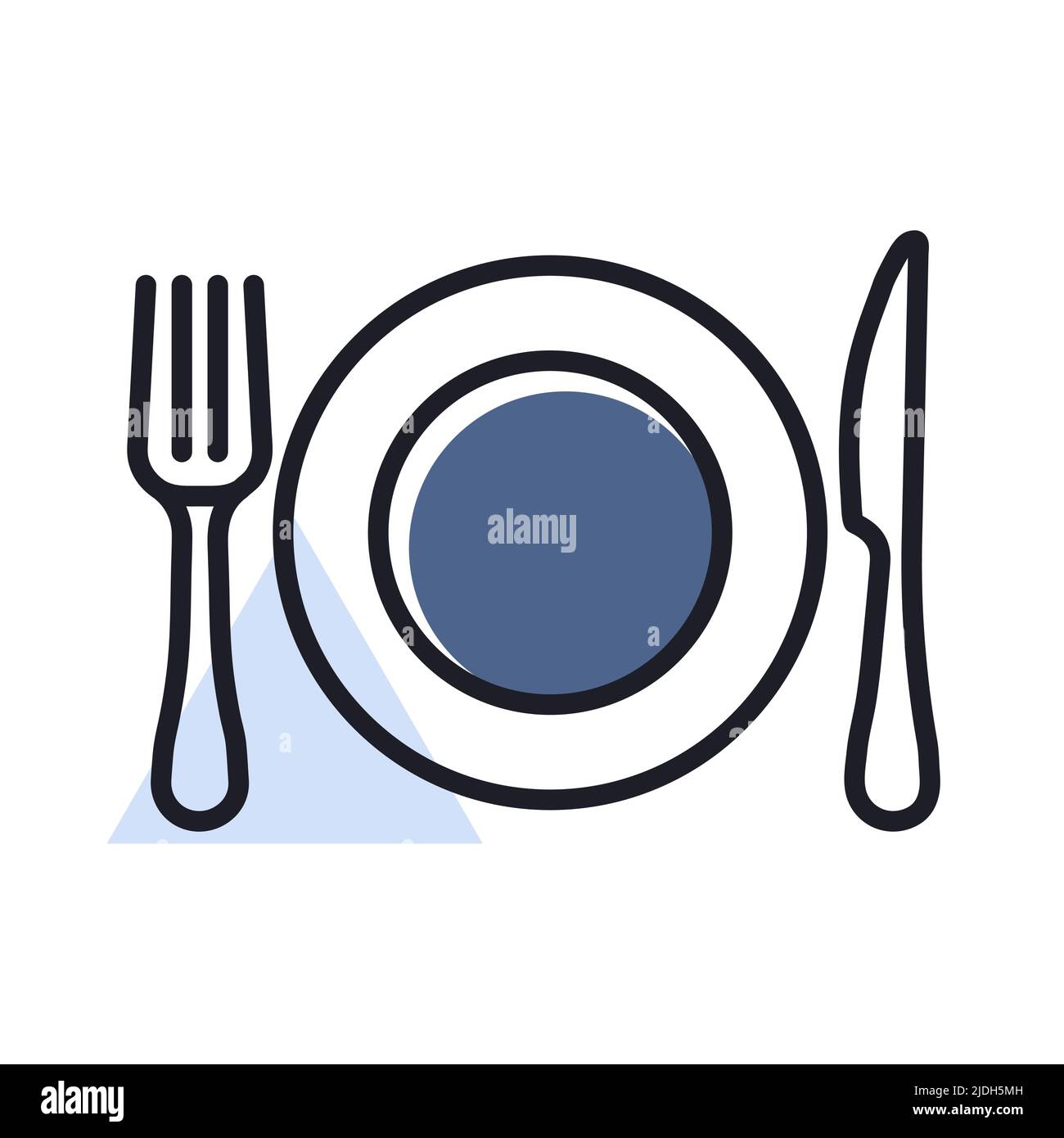 Dinner plate, knife and fork vector icon. Graph symbol for cooking web