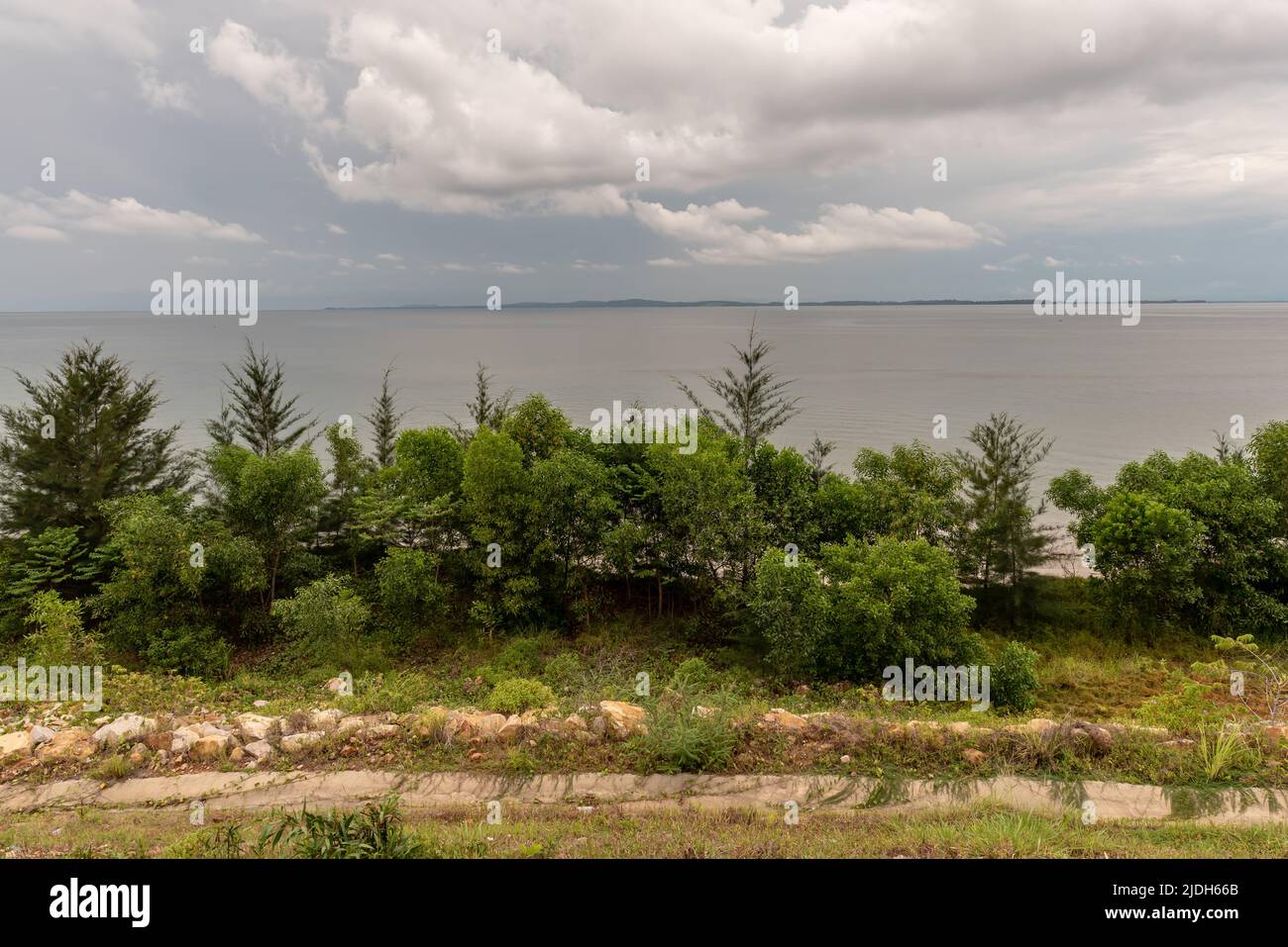 Labuan, Malaysia-June 06, 2021: beach View of the city of Labuan island ...