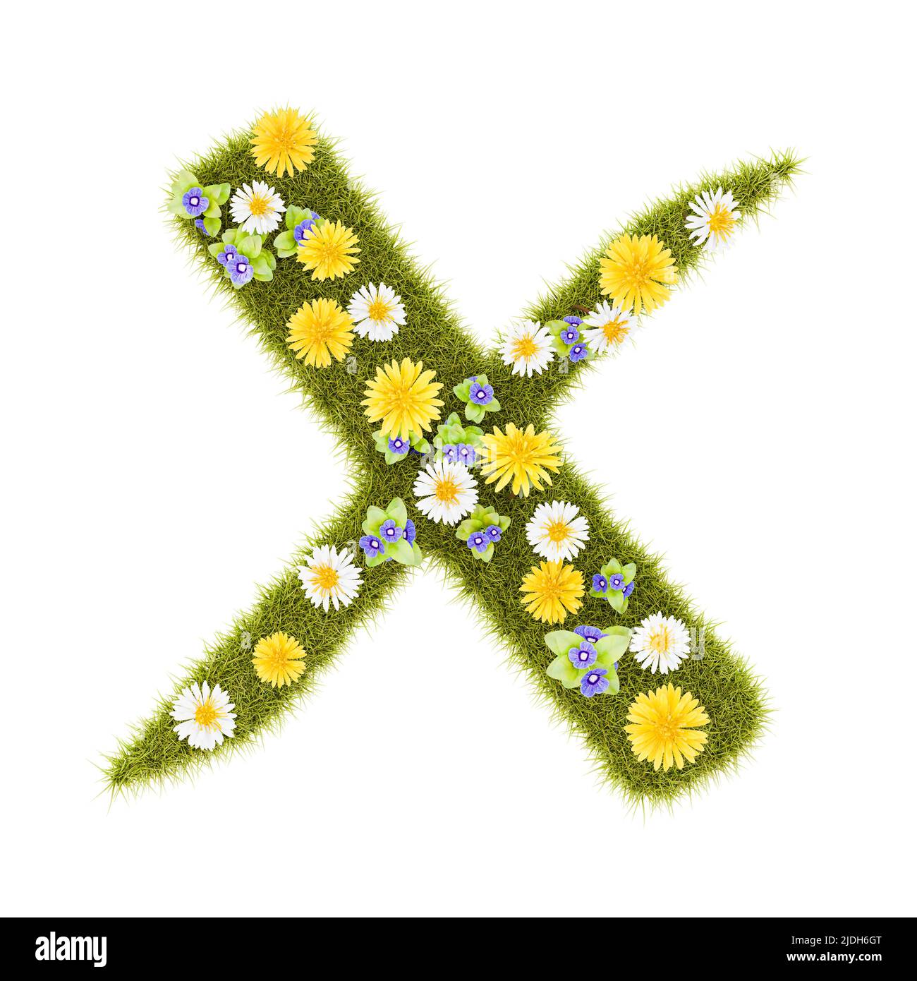 Flowery Grassy Deny Mark Symbol Shape Isolated Stock Photo