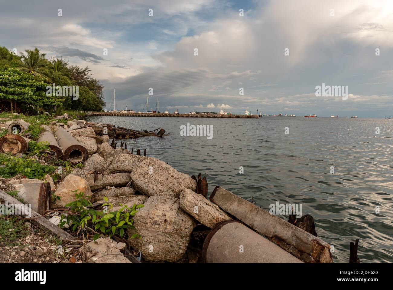 Labuan, Malaysia-June 06, 2021: View of the street in center of the ...