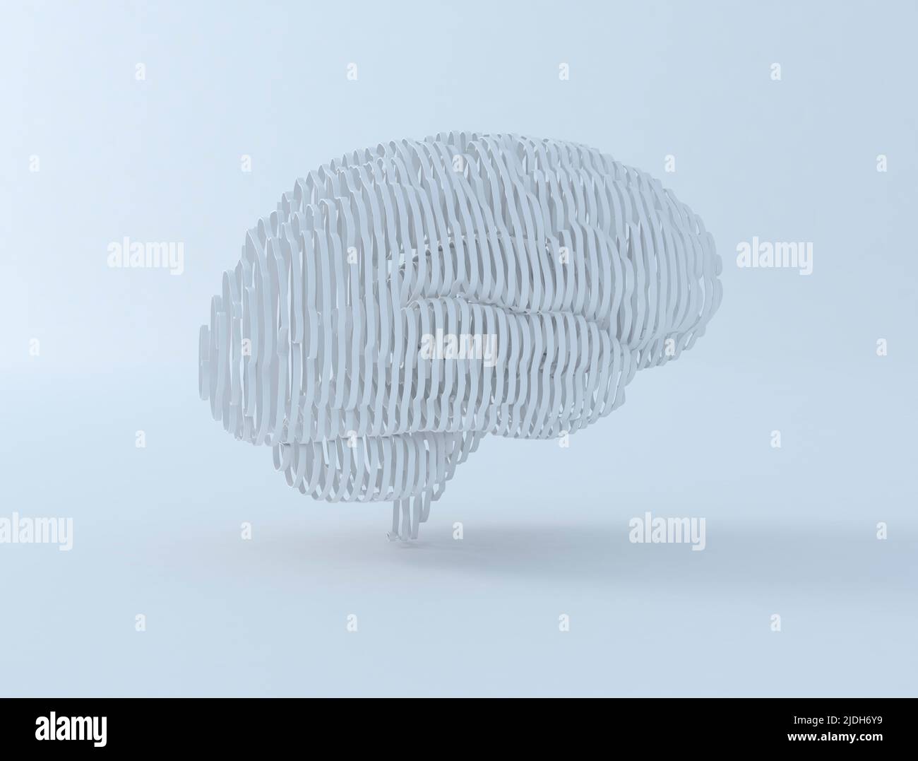3d Illustration of a human brain consisting of sliced lines Stock Photo