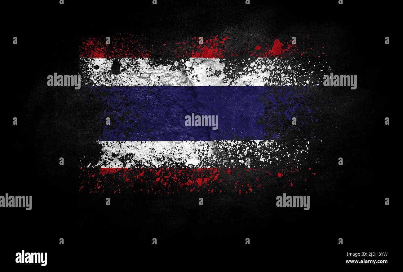 brush painted flag of Thailand isolated on black background Stock Photo ...