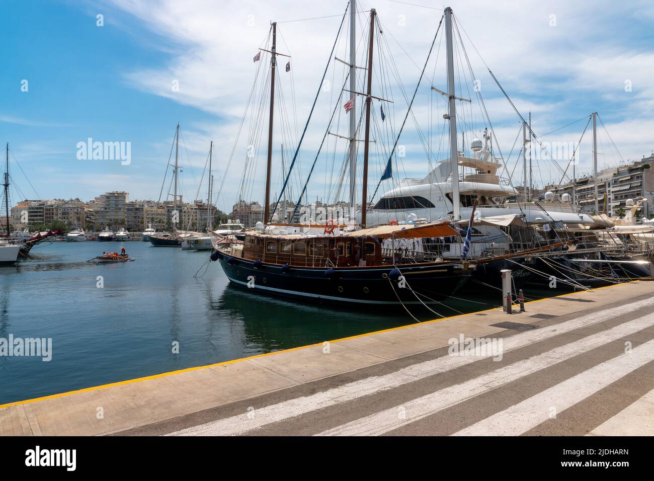 The coastal town and harbour of Piraeus, Athens, Greece Stock Photo
