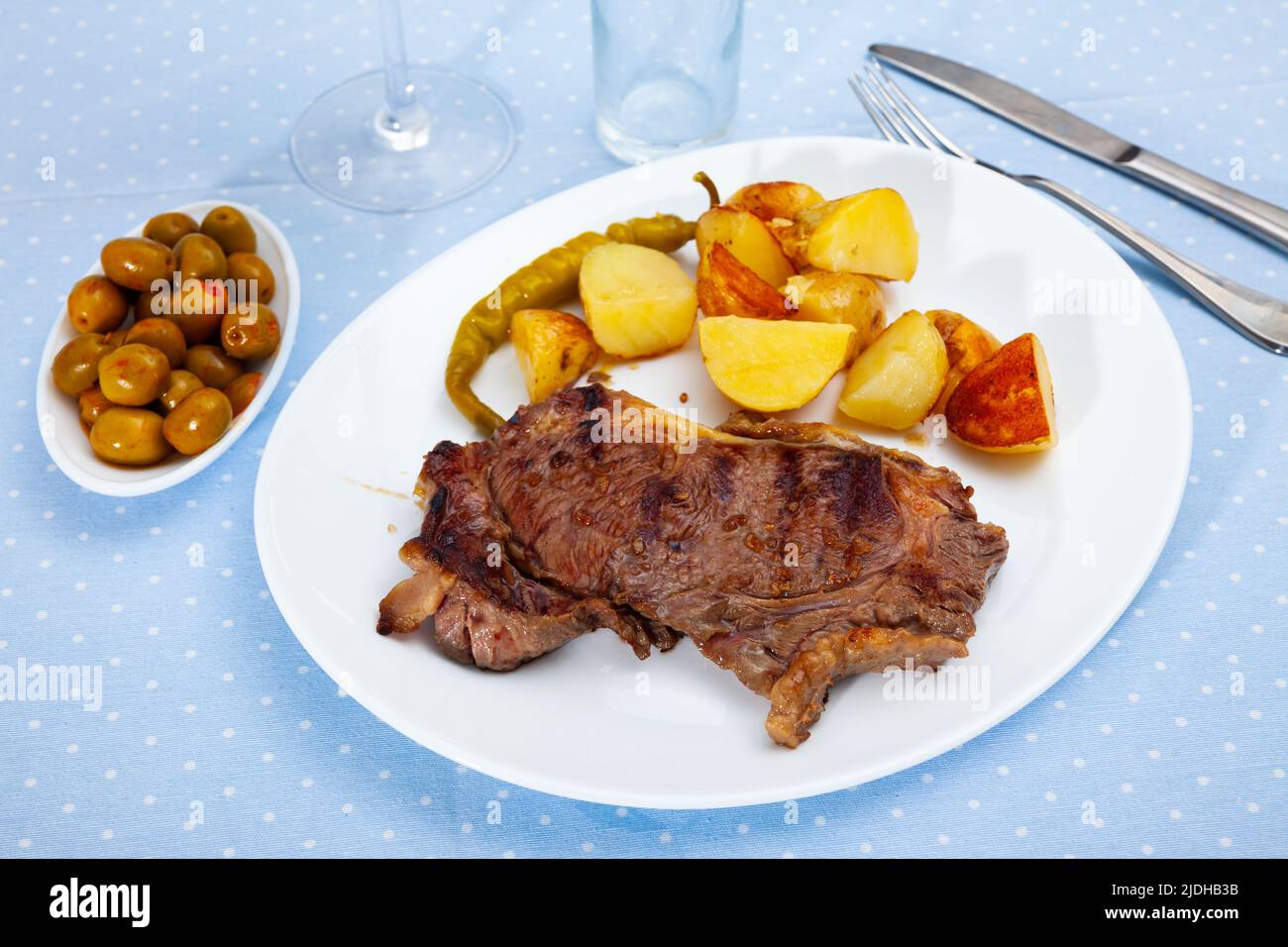 Grilled beef tenderloin steak with potato Stock Photo Alamy