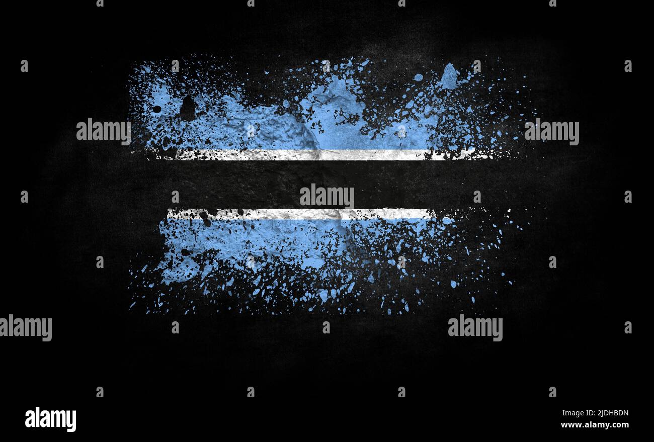 brush painted flag of Botswana isolated on black background Stock Photo ...