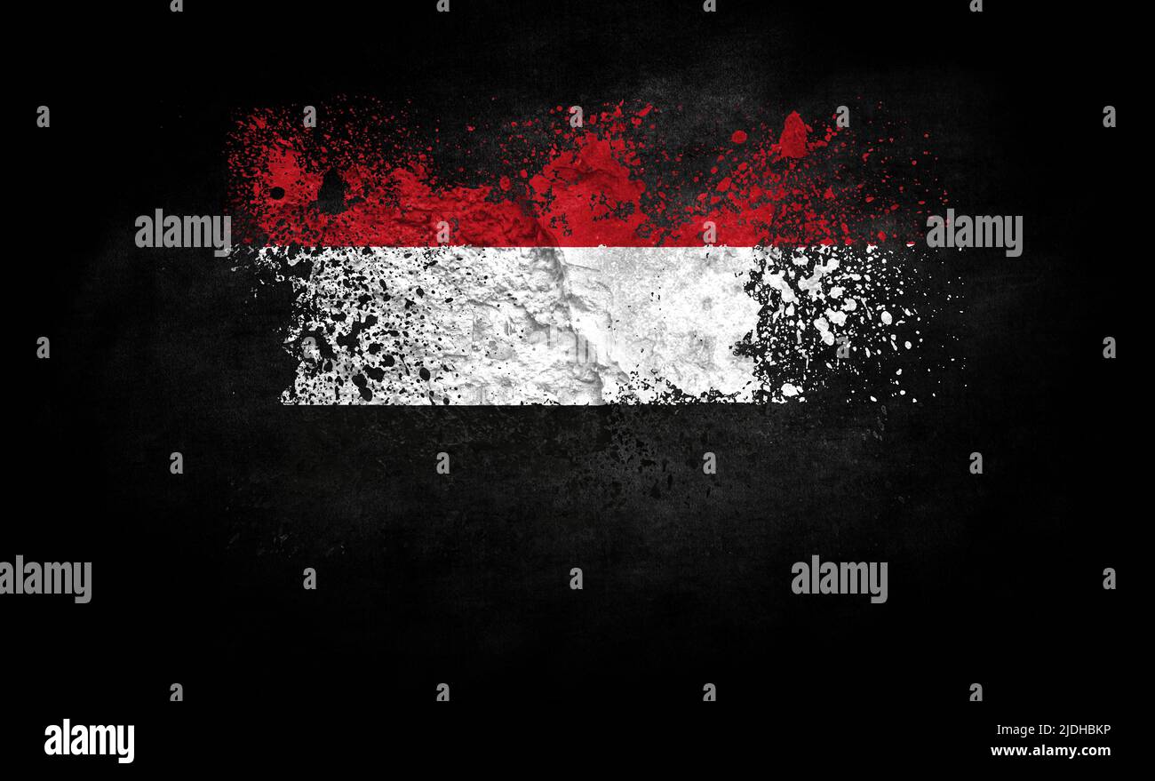 brush painted flag of Yemen isolated on black background Stock Photo ...