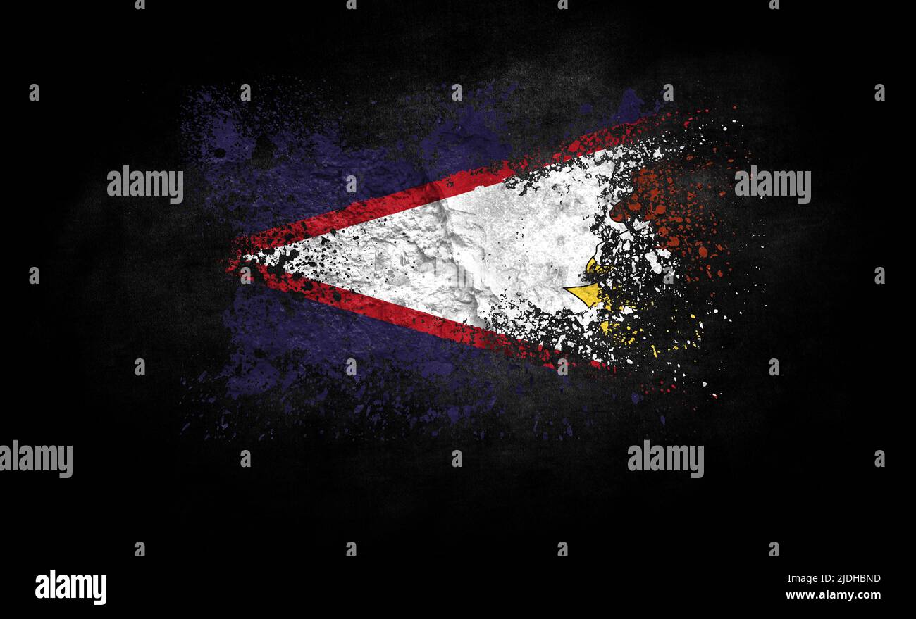 brush painted flag of American Samoa isolated on black background Stock ...