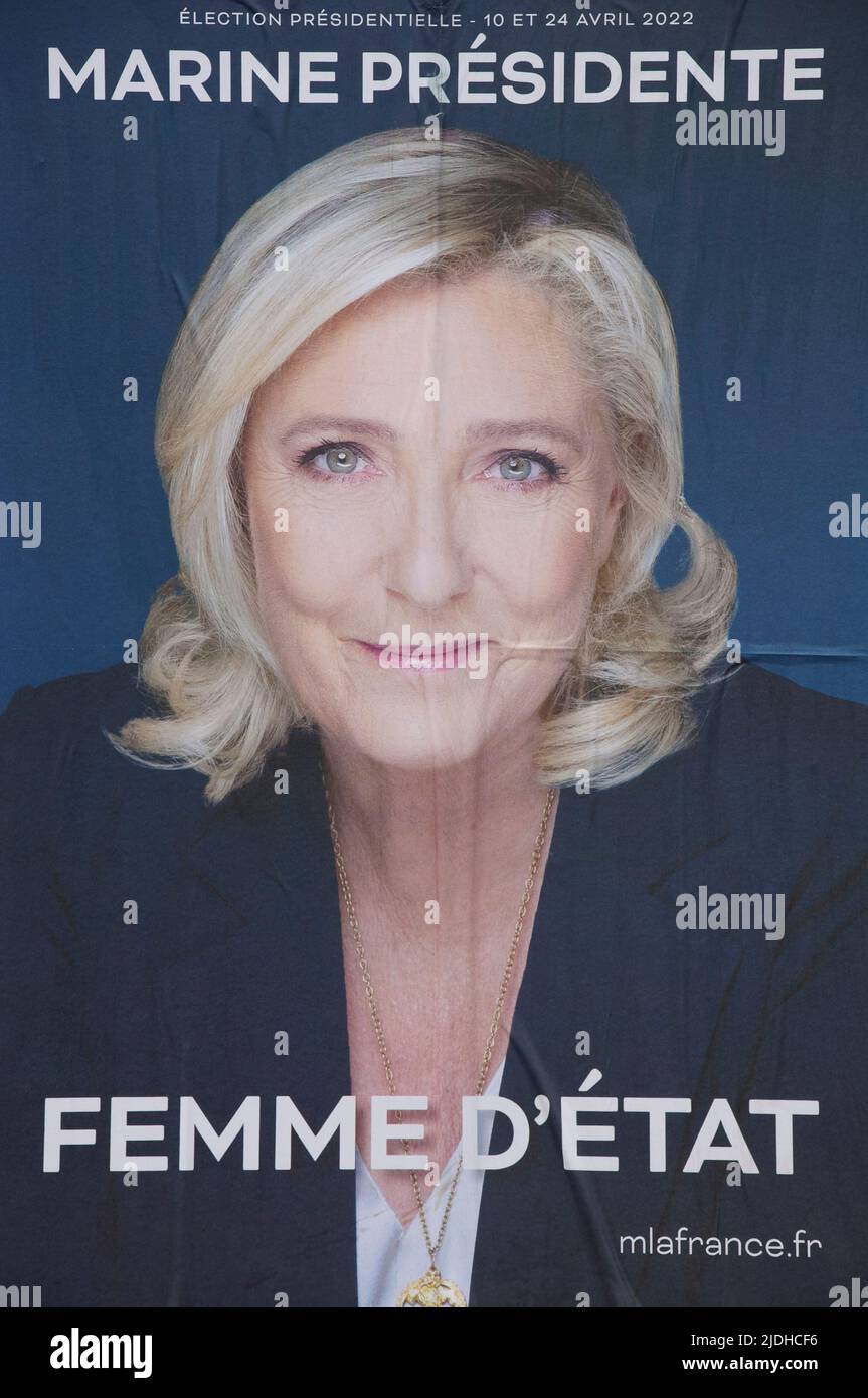 Politics. French Presidential Elections 2022. Campaign poster for the
