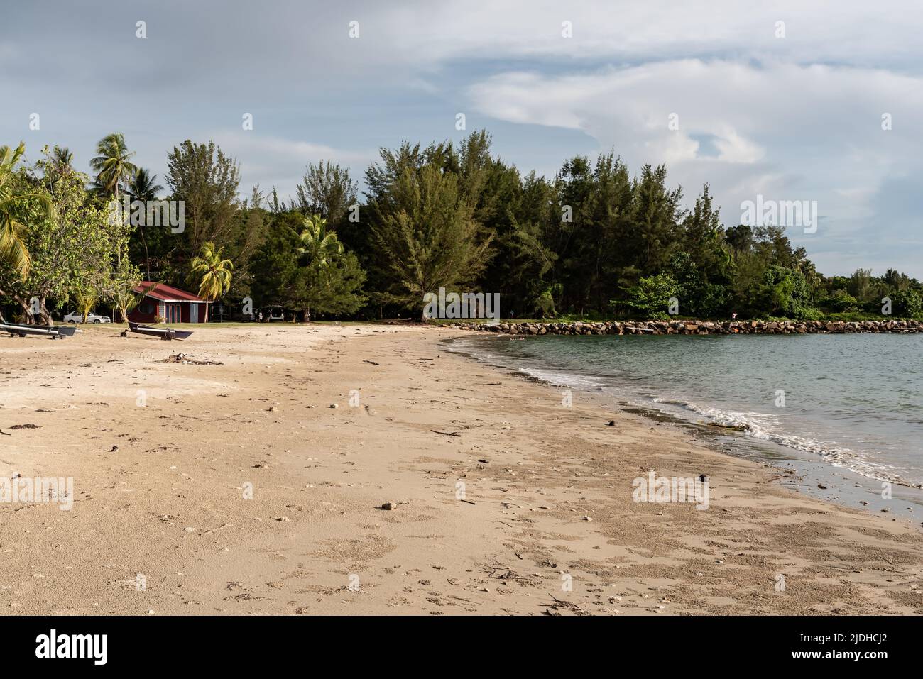 Labuan, Malaysia-June 06, 2021: beach View of the city of Labuan island ...
