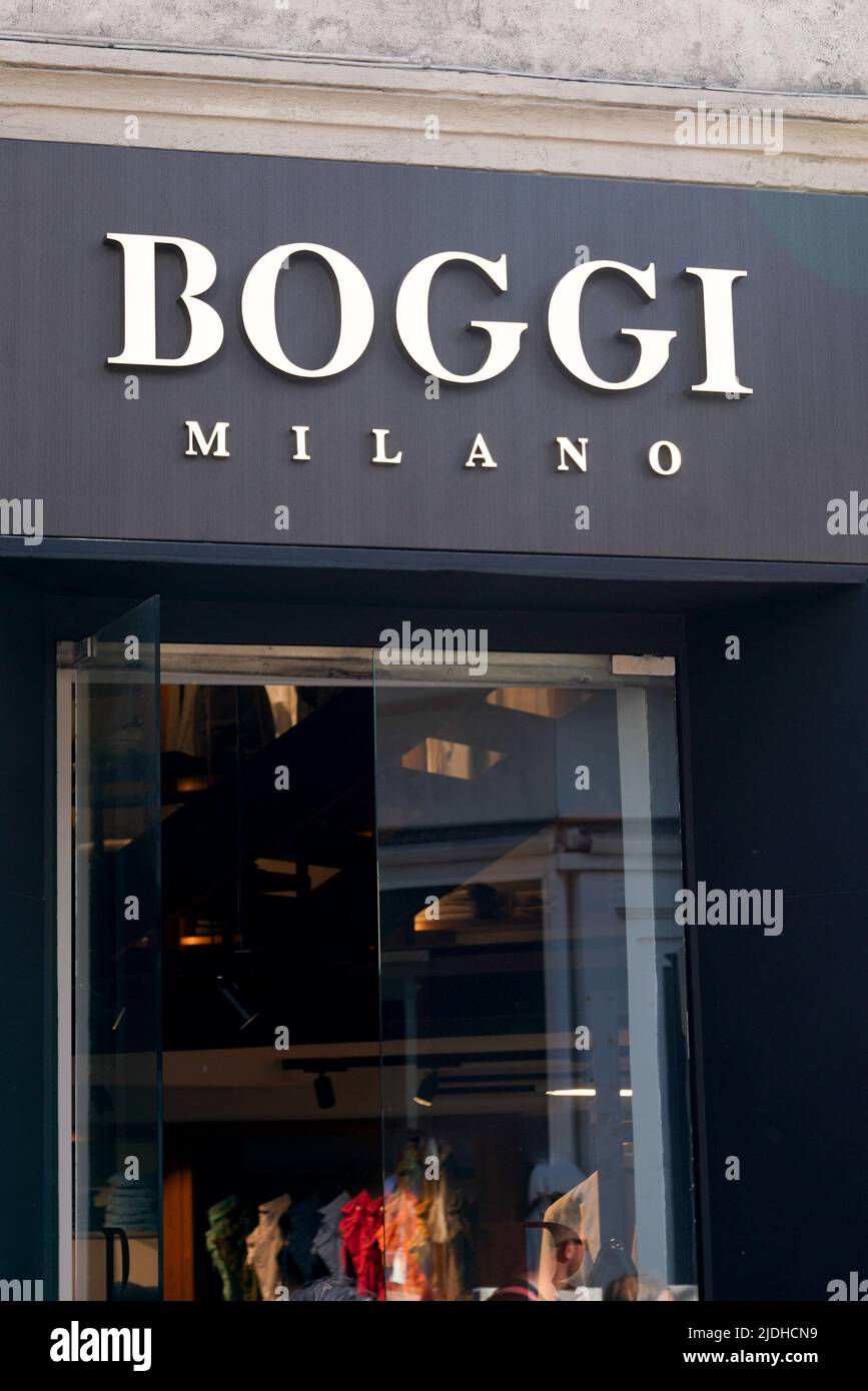 Bordeaux , Aquitaine France - 06 12 2022 : Boggi milano logo facade and  text sign shop entrance facade of italian fashion store brand for men suits  Stock Photo - Alamy