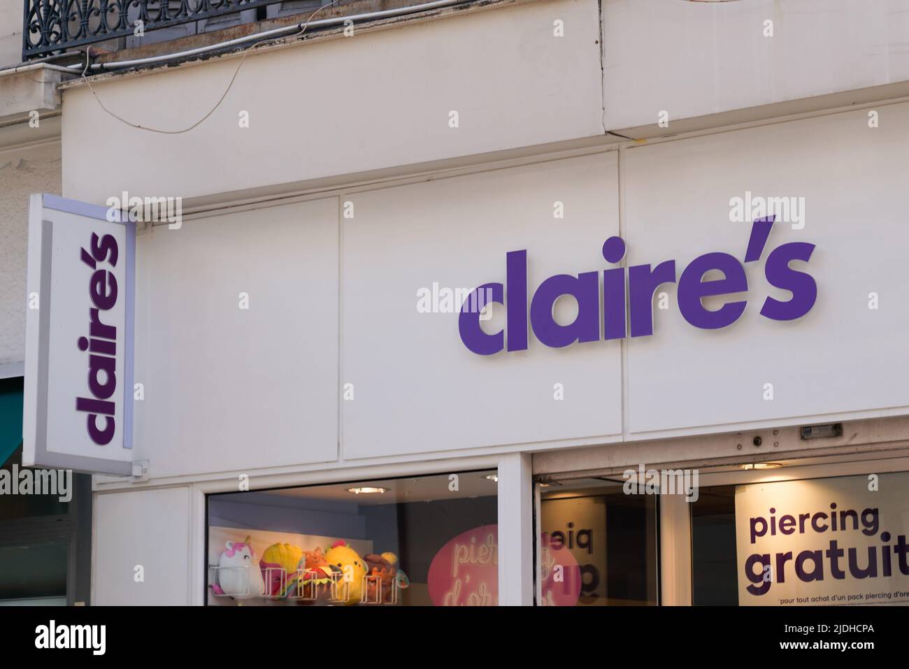 Bordeaux , Aquitaine  France - 06 12 2022 : claires store sign and brand text logo Claire's on wall facade shop retailer accessories and jewelry Stock Photo