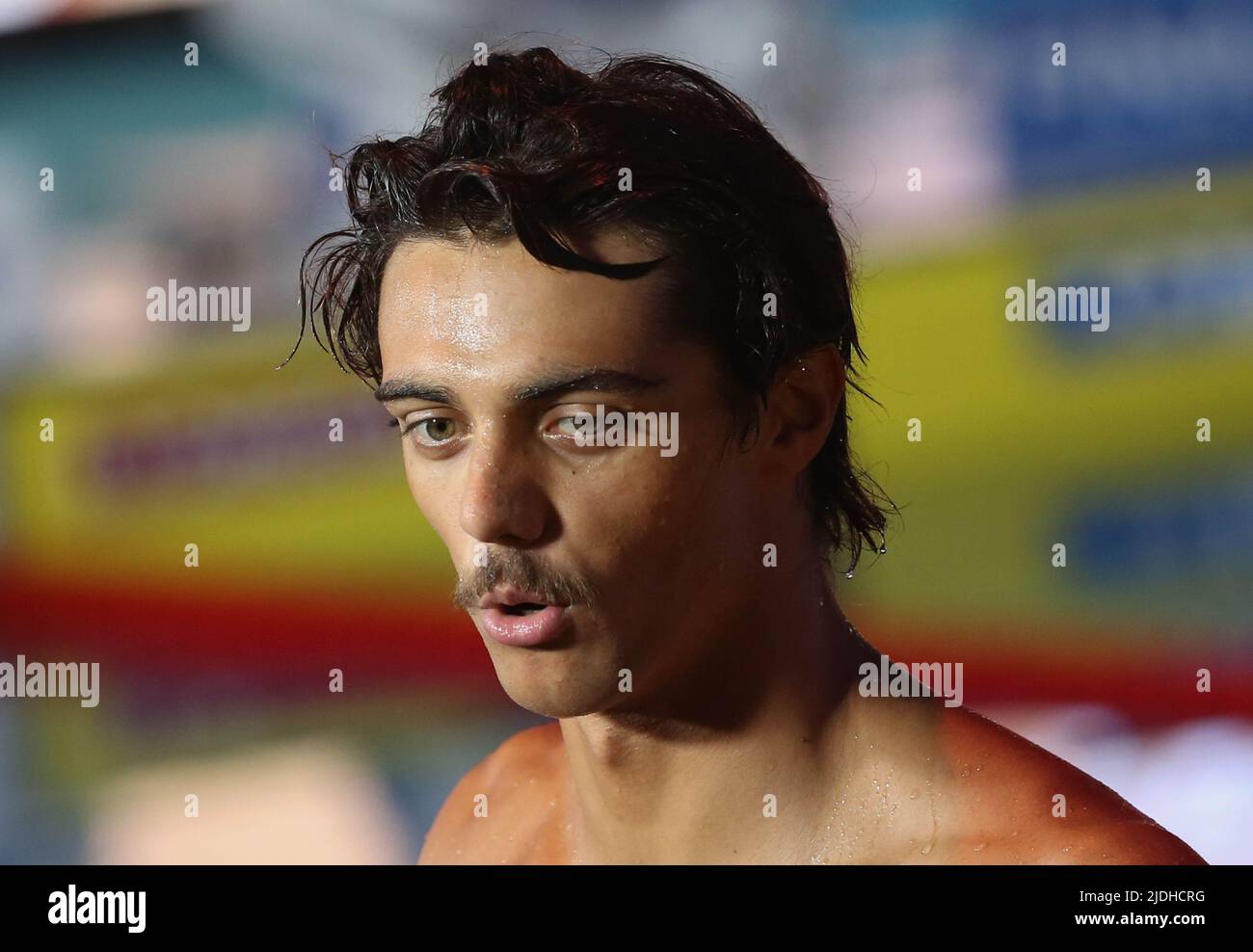 Thomas Ceccon of Italy Gold medal, Men 100 M Backstroke during the 20 Th FINA World Championships Budapest 2022, Swimming event on June 20, 2022 in Budapest, Hungary - Photo: Laurent Lairys/DPPI/LiveMedia Stock Photo