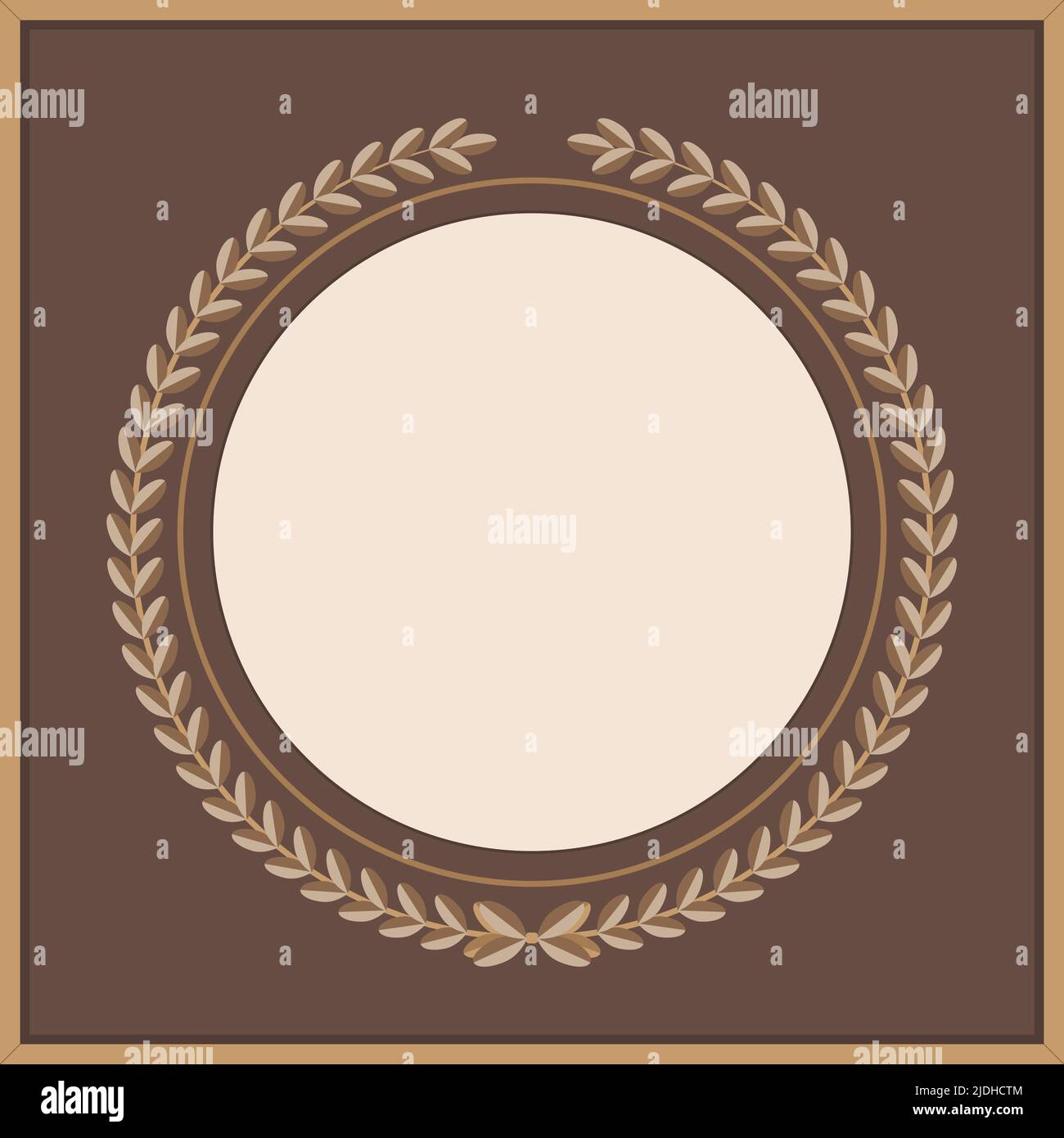 Classic round with leaves ornate frame. Flat vector illustration Stock Vector
