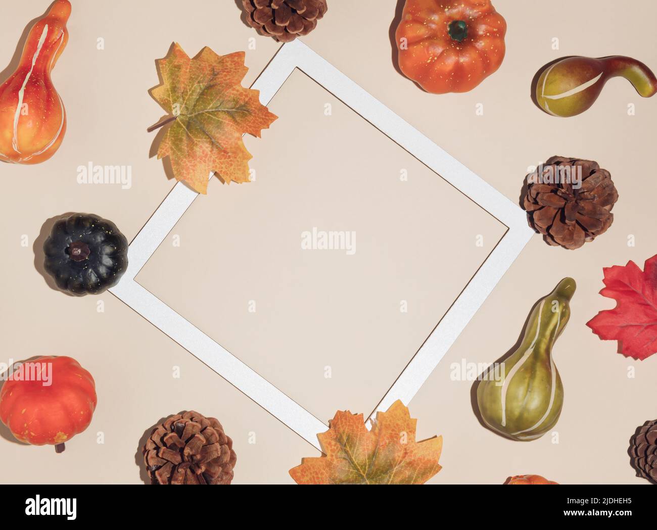 Notes Fall Background Autumn or fall scene background with leaves, pumpkins and paper card ...