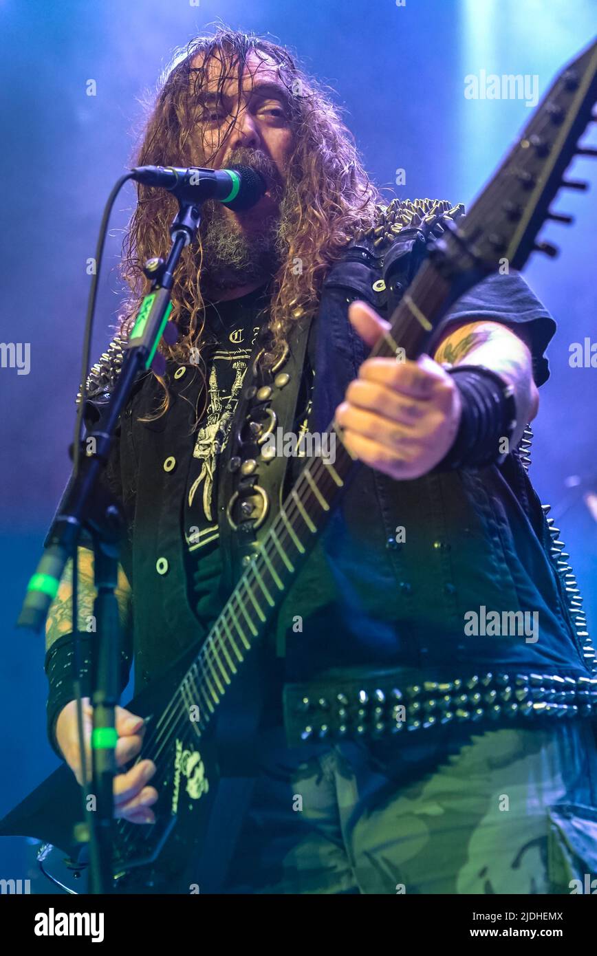 Cavalera - Max and Iggor Cavalera of Sepultura performing hits from Sepultura's past on the Return Beneath Arise Tour at the Belasco Theatre in Los Angeles, CA USA - June 18, 2022. Credit: Kevin Estrada/MediaPunch Stock Photo