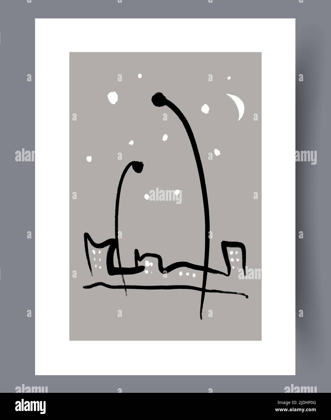 Minimalistic hand drawn printable wall art Stock Vector