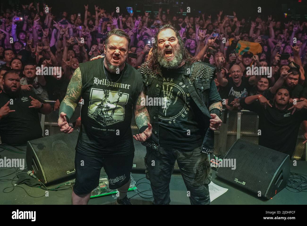 Cavalera - Max and Iggor Cavalera of Sepultura performing hits from Sepultura's past on the Return Beneath Arise Tour at the Belasco Theatre in Los Angeles, CA USA - June 18, 2022. Credit: Kevin Estrada/MediaPunch Stock Photo