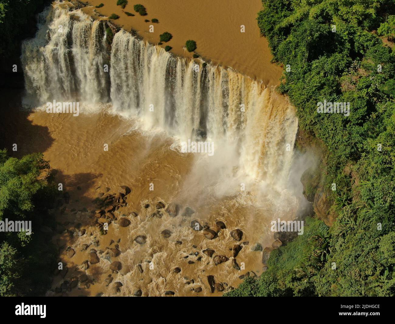 Aerial View Of Awang Waterfall At Ciletuh Palabuhanratu Unesco Global 