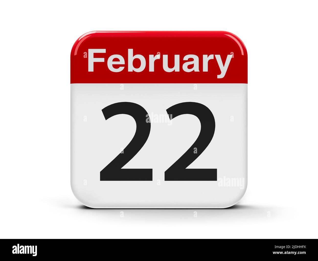 Calendar web button - The Twenty Second of February - International Day in Support of Victims of Crime, three-dimensional rendering, 3D illustration Stock Photo