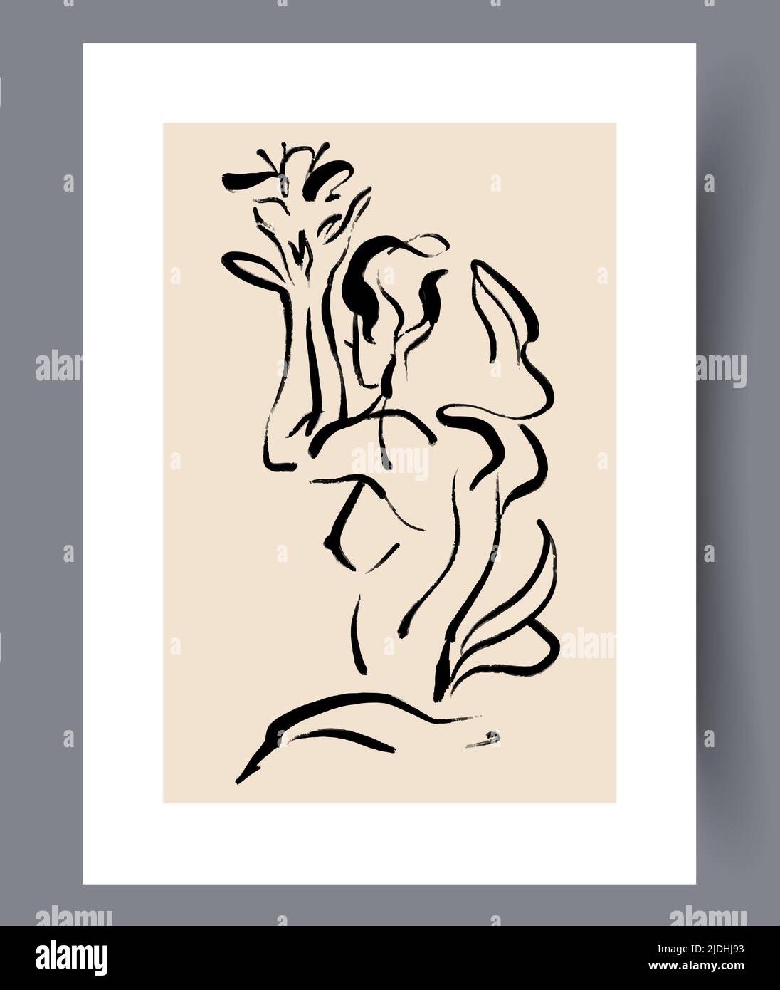 Minimalistic hand drawn printable wall art Stock Vector