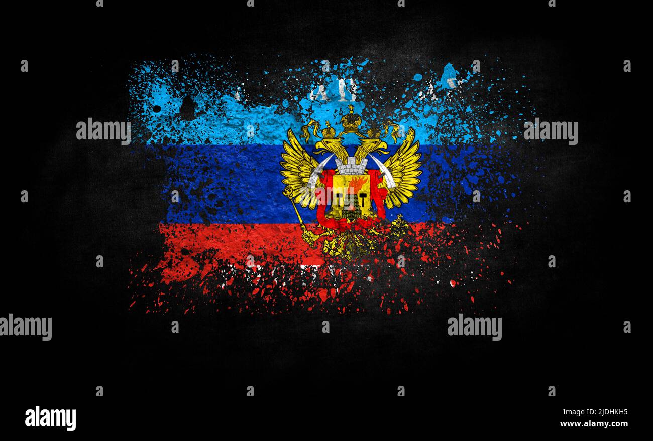 brush painted flag of the Lugansk People's Republic isolated on black ...