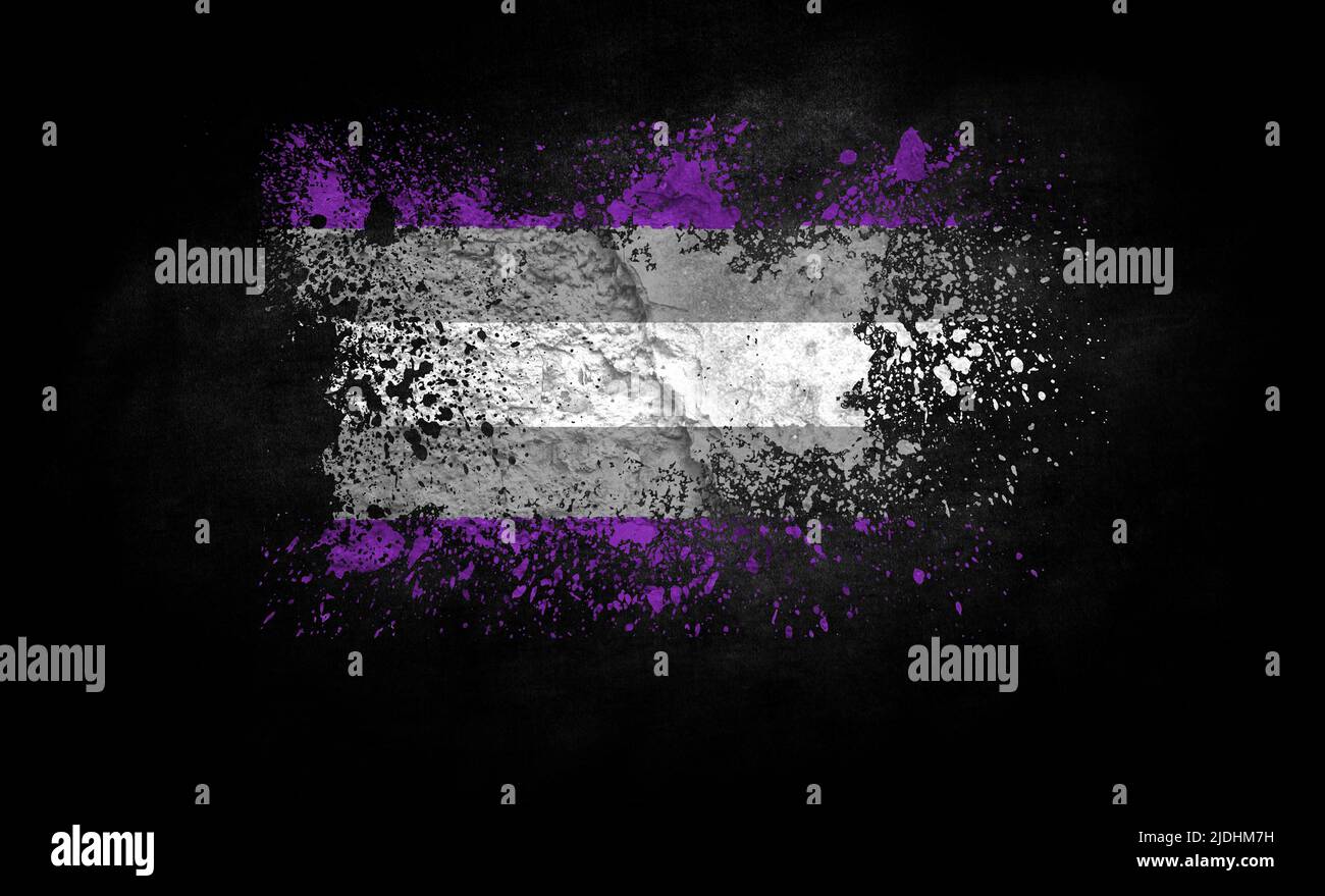 brush painted flag of Greysexual isolated on black background Stock