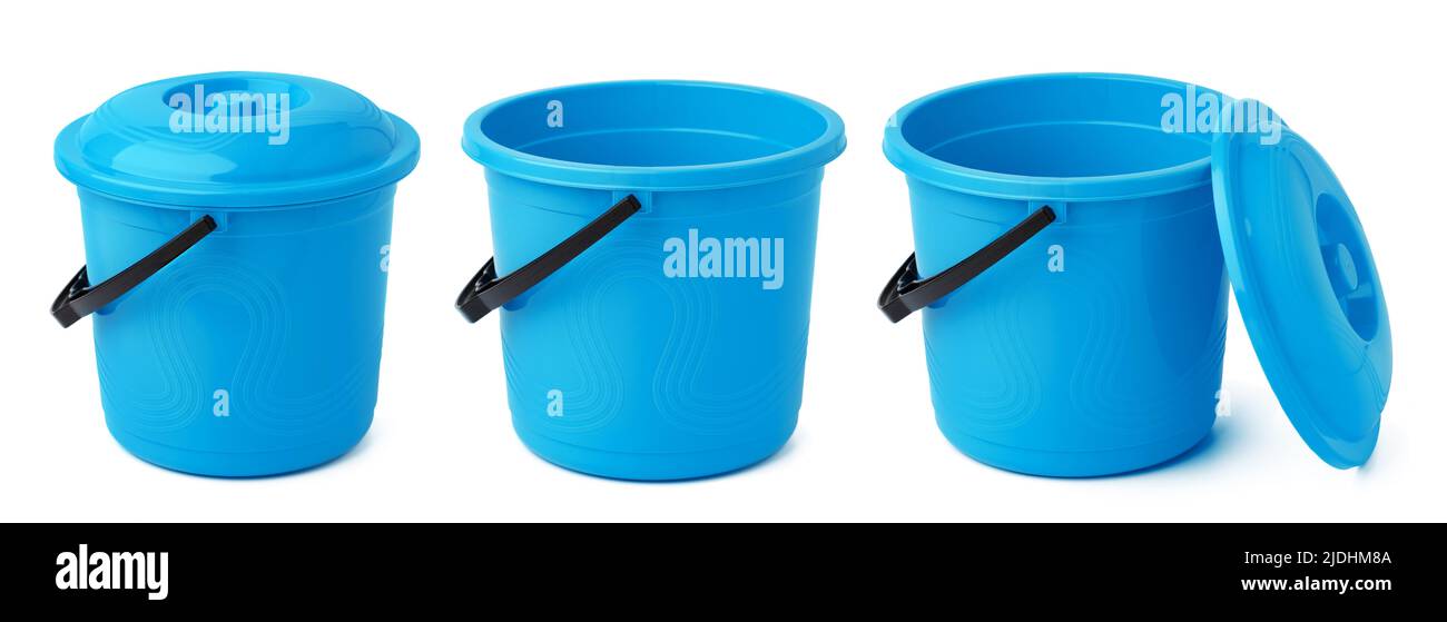 Plastic bucket with handle isolated on white background Stock Photo Alamy