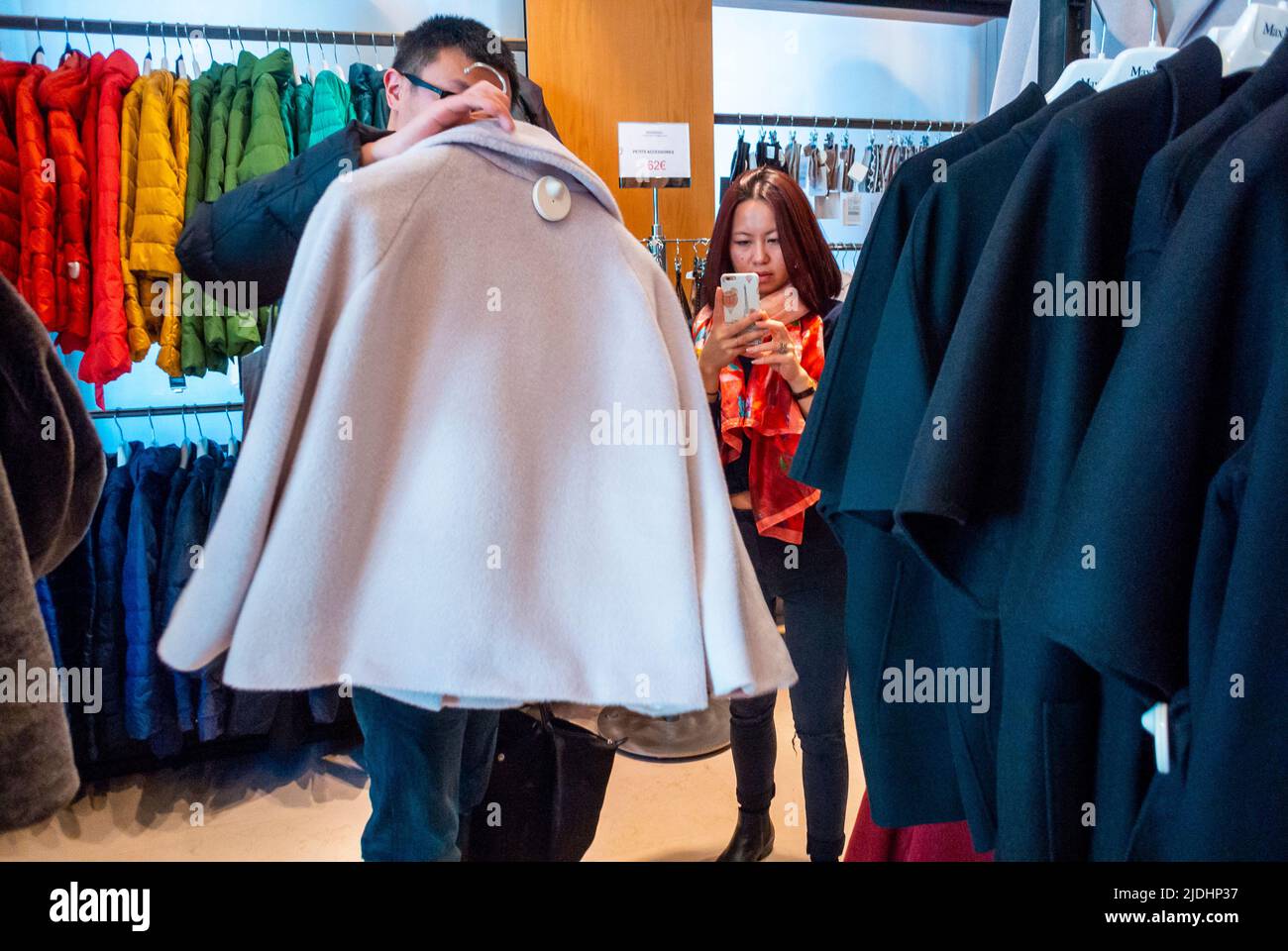 Marne-la-Vallée, France, Chinese Tourists Shopping in Discount Shopping Mall, Vallée Village, Maxmara Brand Stock Photo