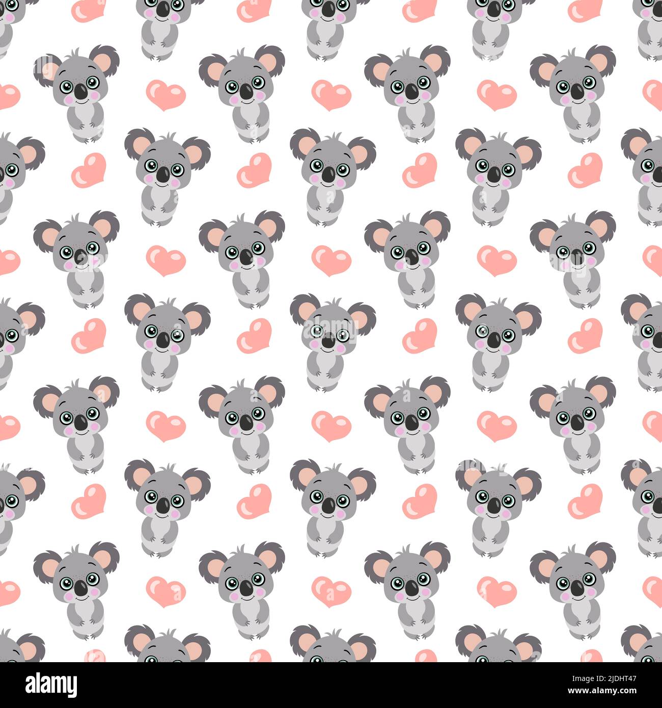 Seamless background pattern with cute koala and hearts Stock Photo - Alamy