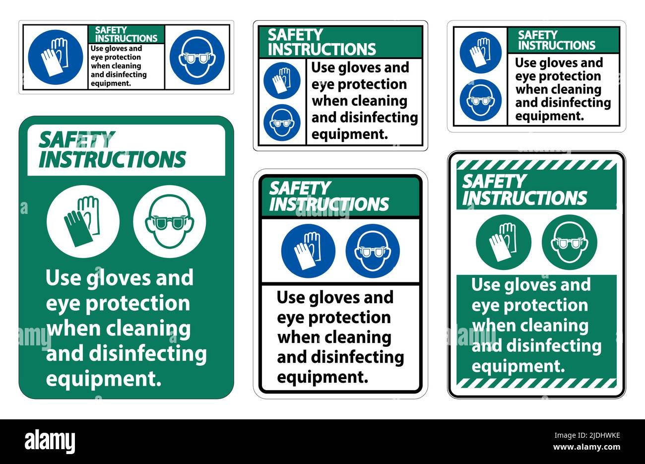 Safety Instructions Use Gloves And Eye Protection Sign on white