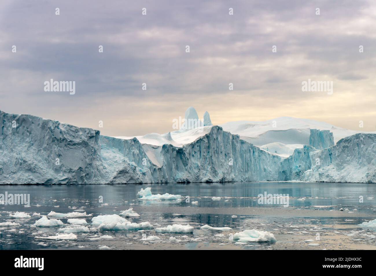beautiful icebergs in Geenland from a boat trip from Ilulissat Stock Photo