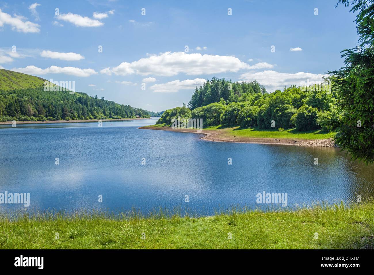 A south looking view over Pontsticill Resevoir in the Brecon Beacons National Park in South Wales in June Stock Photo
