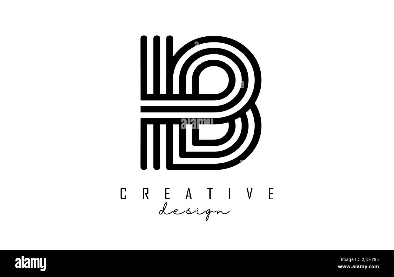 Black lines IB i b letters with monogram Logo Design. Creative vector ...