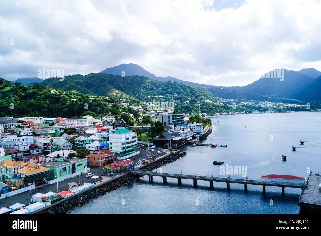 Roseau the capital of Dominica from the perspective of the cruise