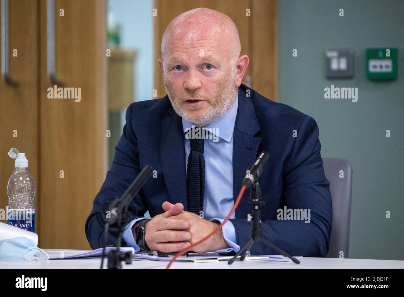 Dr Chris Hagan, Medical Director of the Belfast Trust during a press