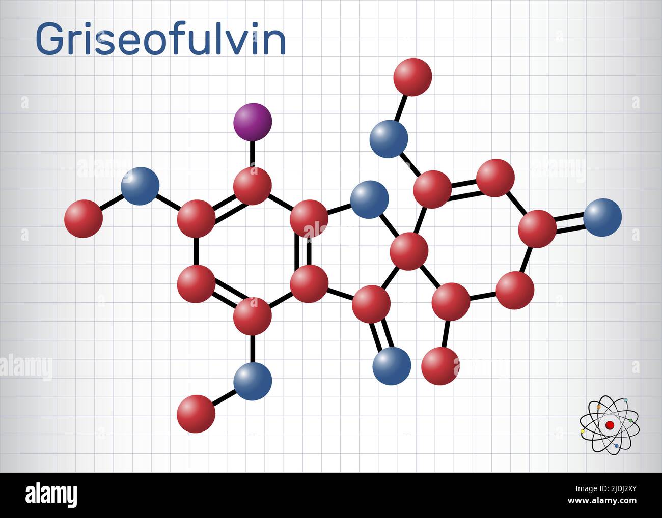 Griseofulvin molecule. It is antifungal antibiotic, used for treatment