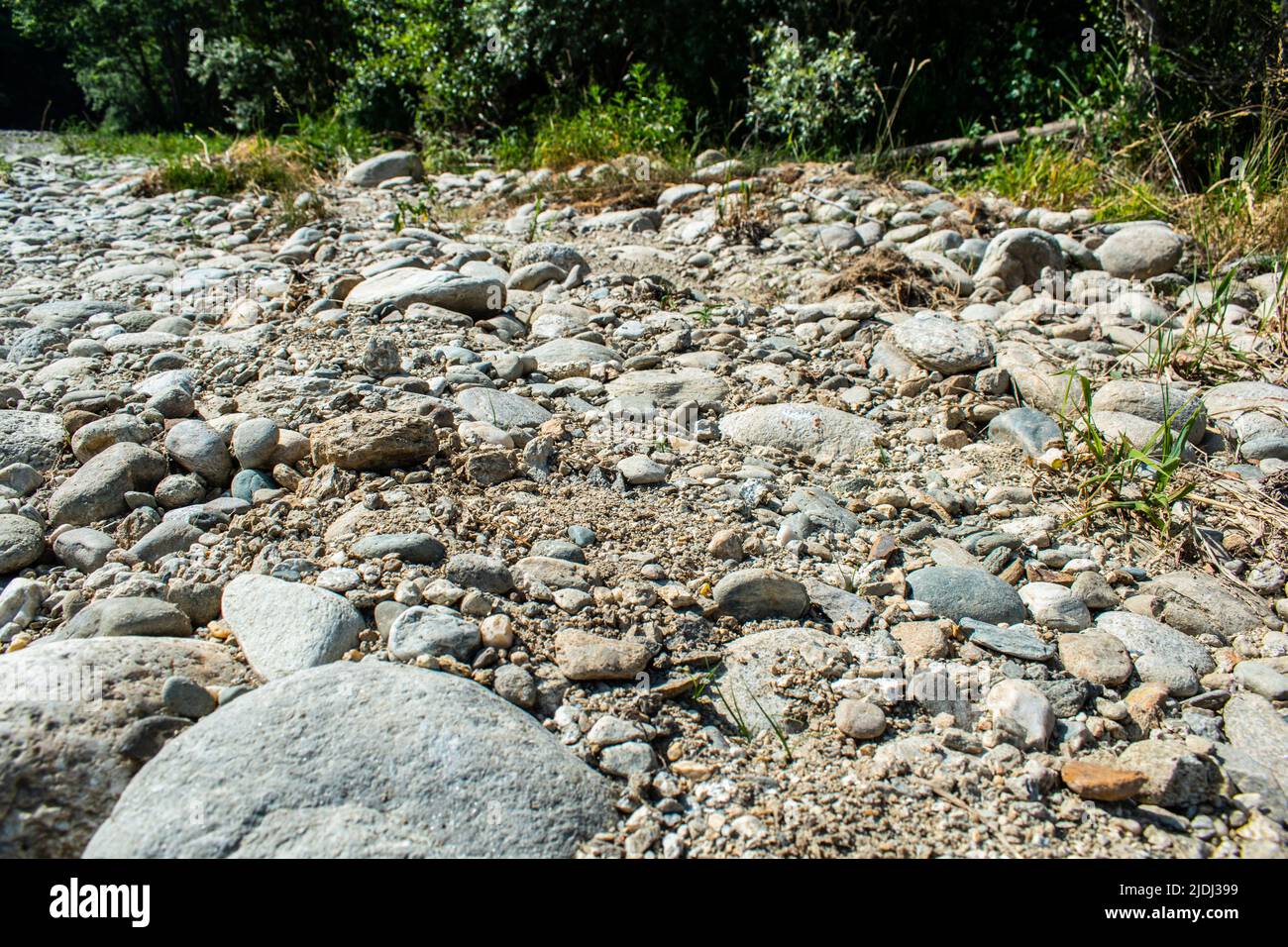 Dry river, global warming and climate change in Piedmont, Canavese, Turin, Italy Stock Photo