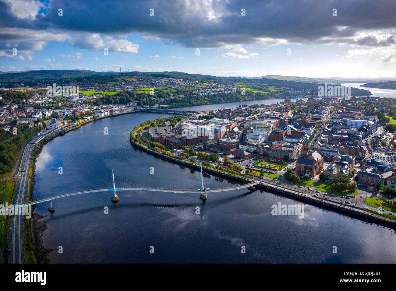 Aerial of Derry City, Northern Ireland Stock Photo