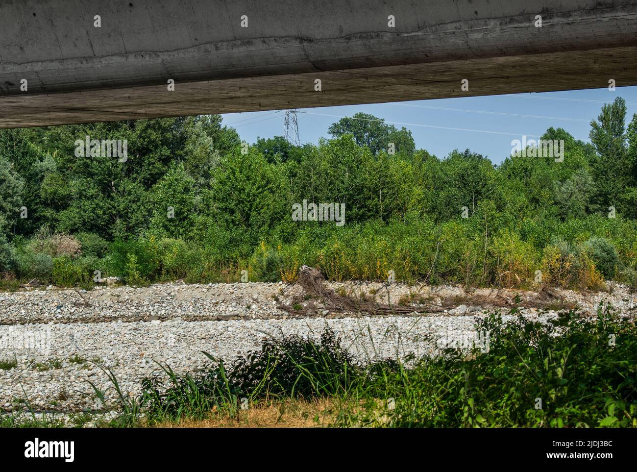 Dry river, global warming and climate change in Piedmont, Canavese, Turin, Italy Stock Photo