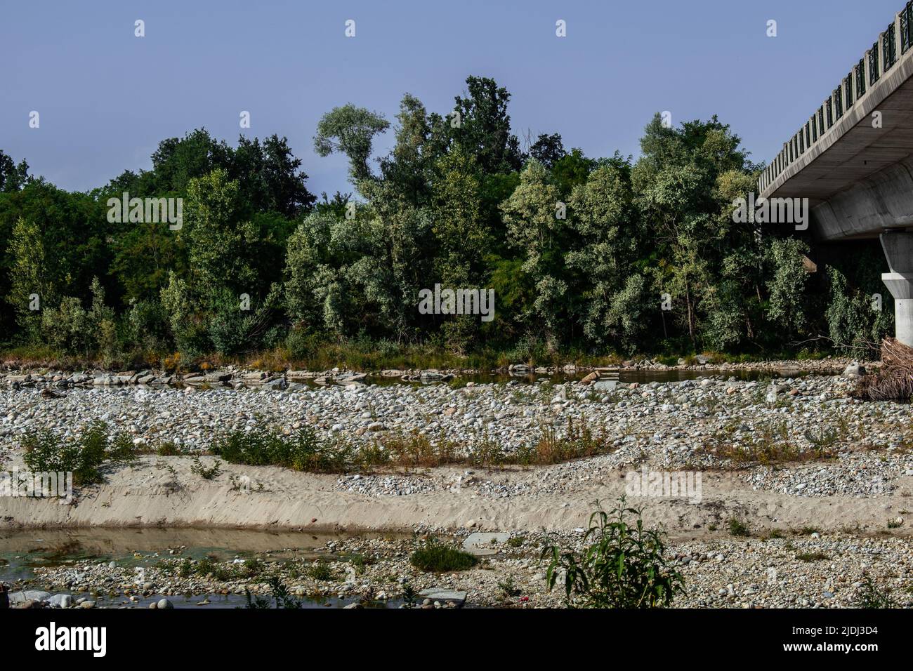 Dry river, global warming and climate change in Piedmont, Feletto Canavese, Turin, Italy Stock Photo