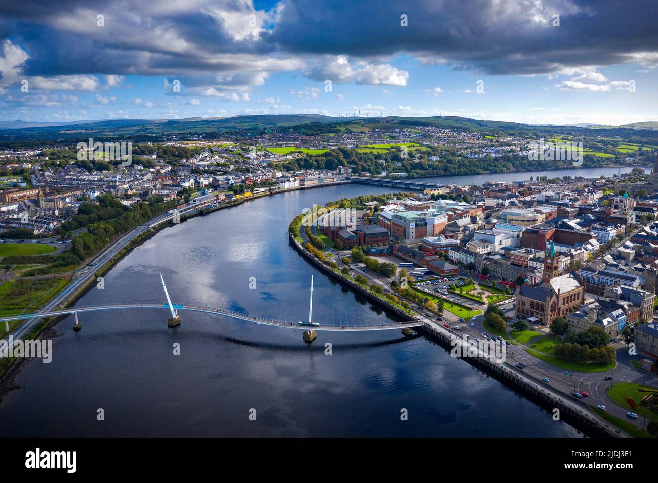 Aerial of Derry City, Northern Ireland Stock Photo