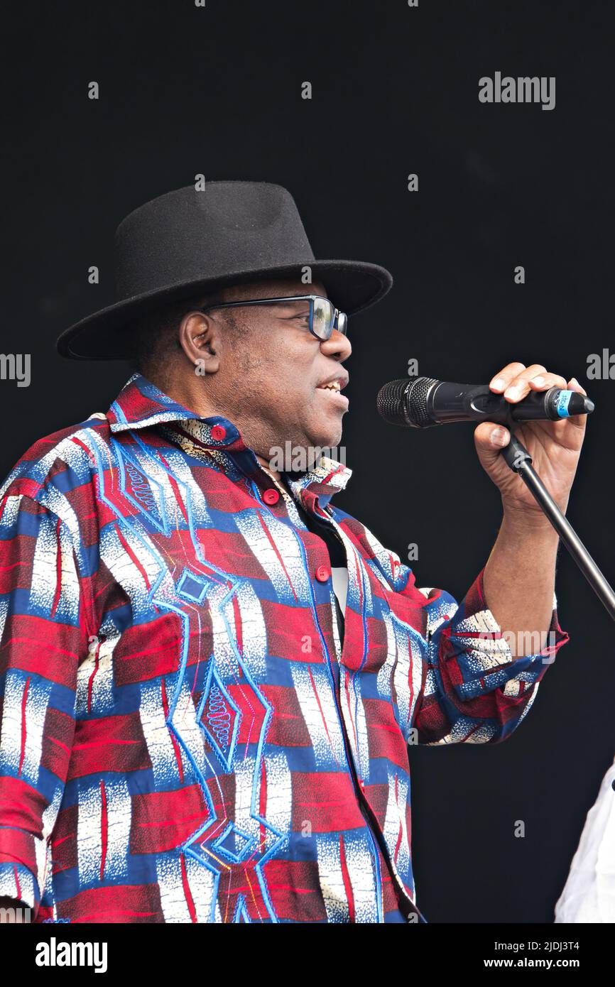 Congolese musician Kanda Bongo Man performing on stage at the 2022 Africa Oye Music Festival in Sefton Park Liverpool UK Stock Photo