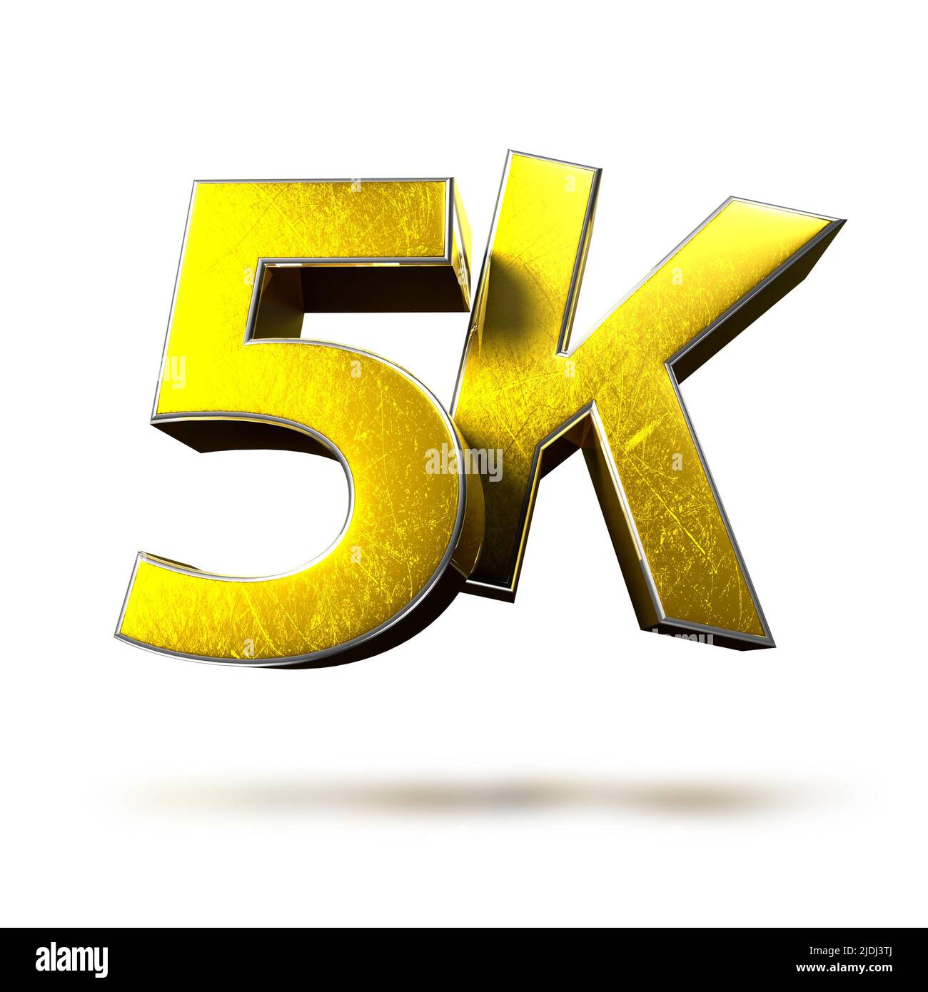 5K Gold 3D illustration on white background have work path. Stock Photo