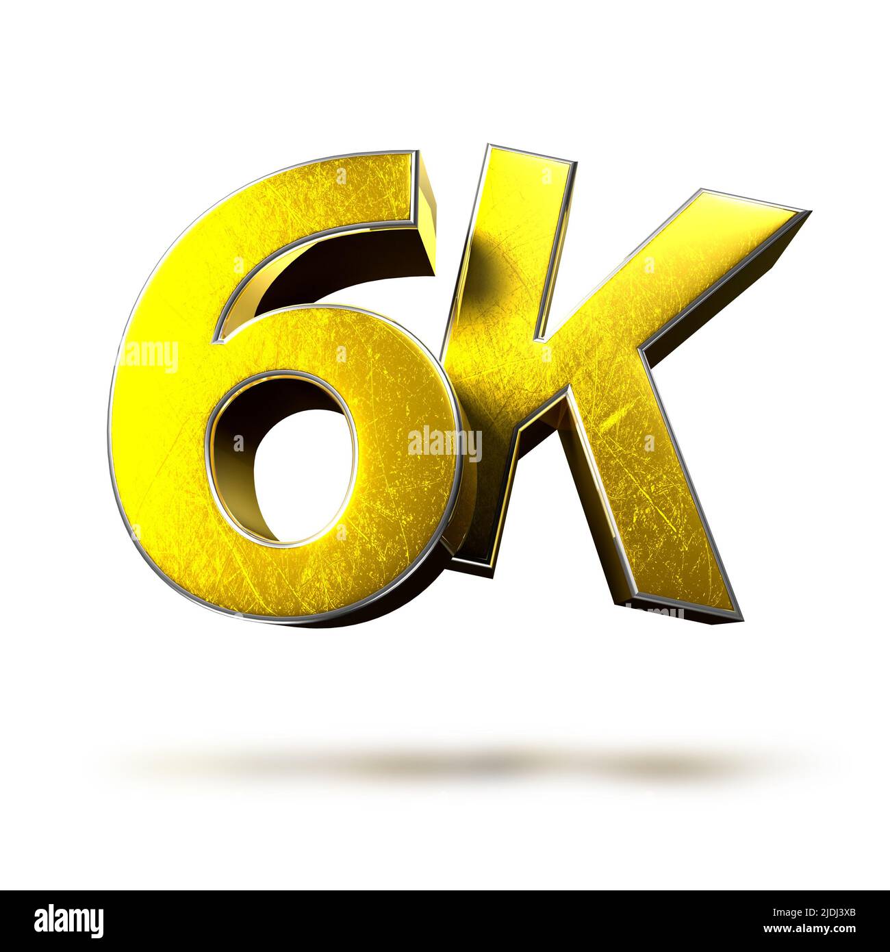 6K Gold 3D illustration on white background have work path. Stock Photo