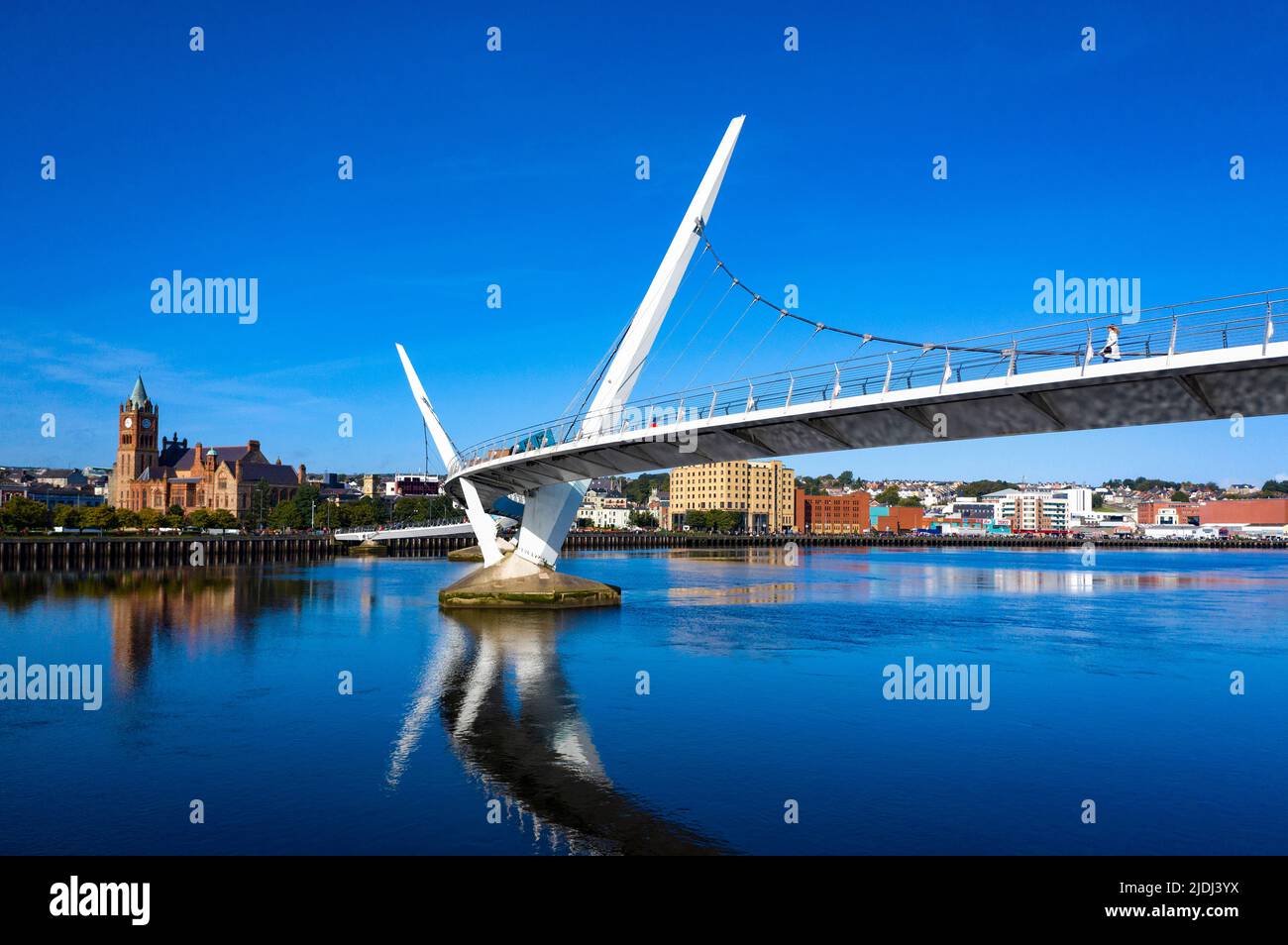 Aerial of Derry City, Northern Ireland Stock Photo