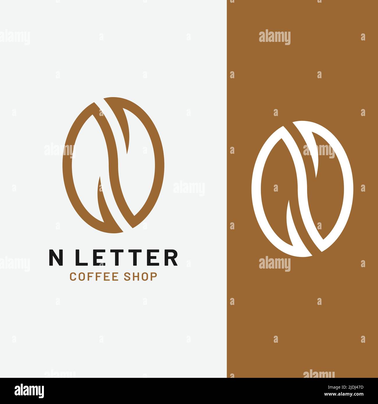 Letter Initial N Coffee Bean Logo Design Template. Suitable for Coffee