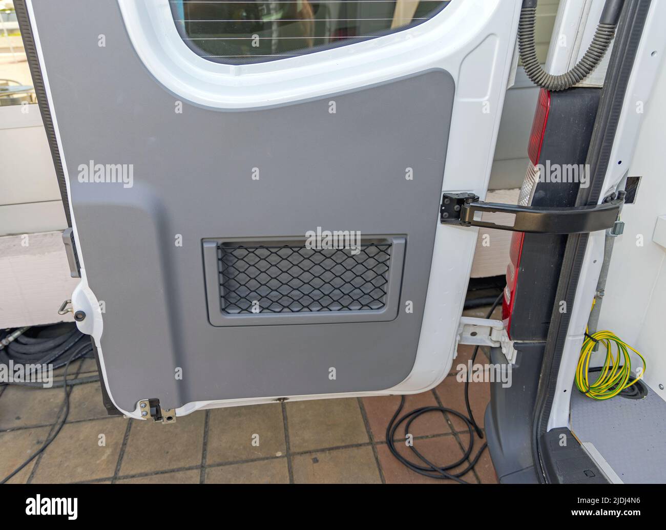 Elastic Storage Net Organizer in Camper Van Door Stock Photo Alamy