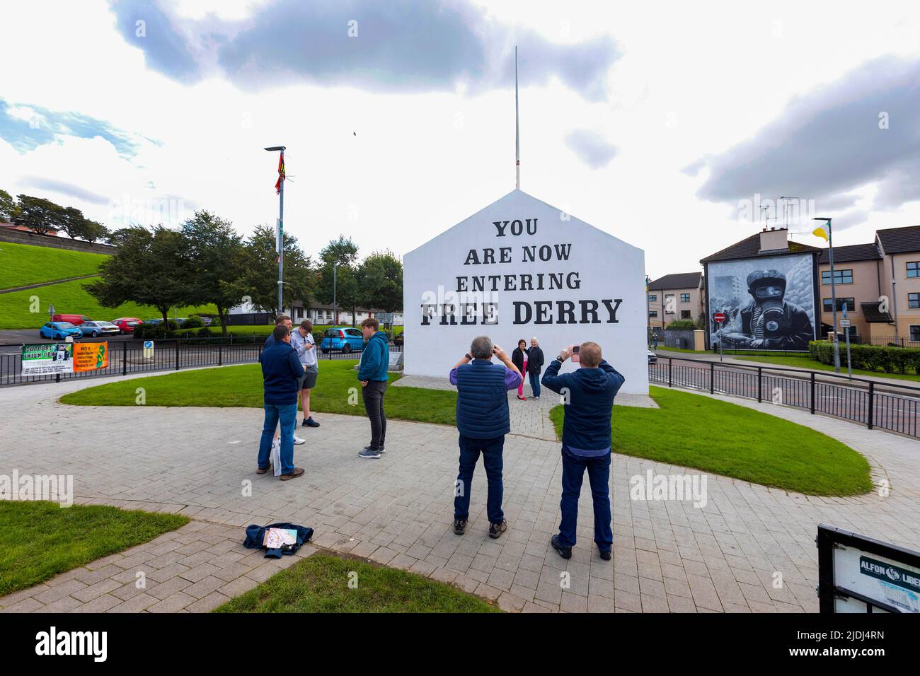Free Derry Corner and Troubles murals, Derry City, Northern Ireland Stock Photo