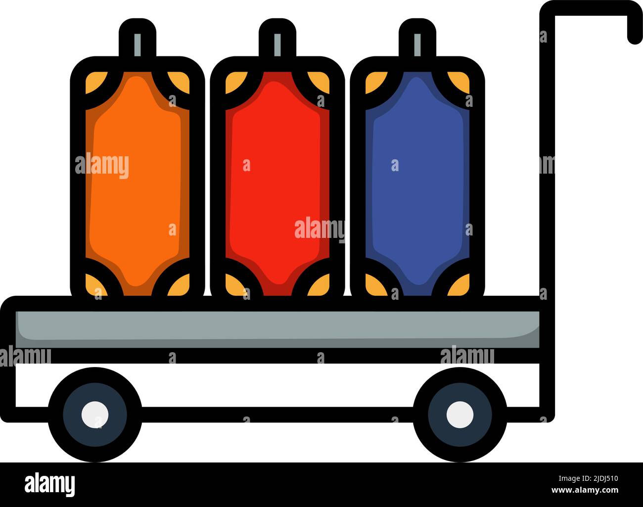 Icon Of Luggage Cart. Editable Bold Outline With Color Fill Design