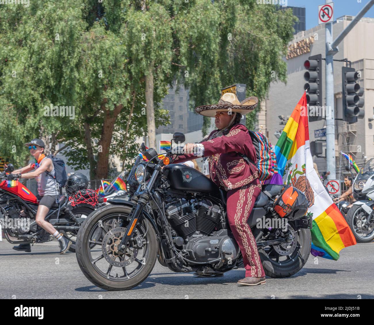 Los Angeles, CA, USA – June 12, 2022: Participants ride in the LA Pride Parade in Los Angeles, CA. Stock Photo